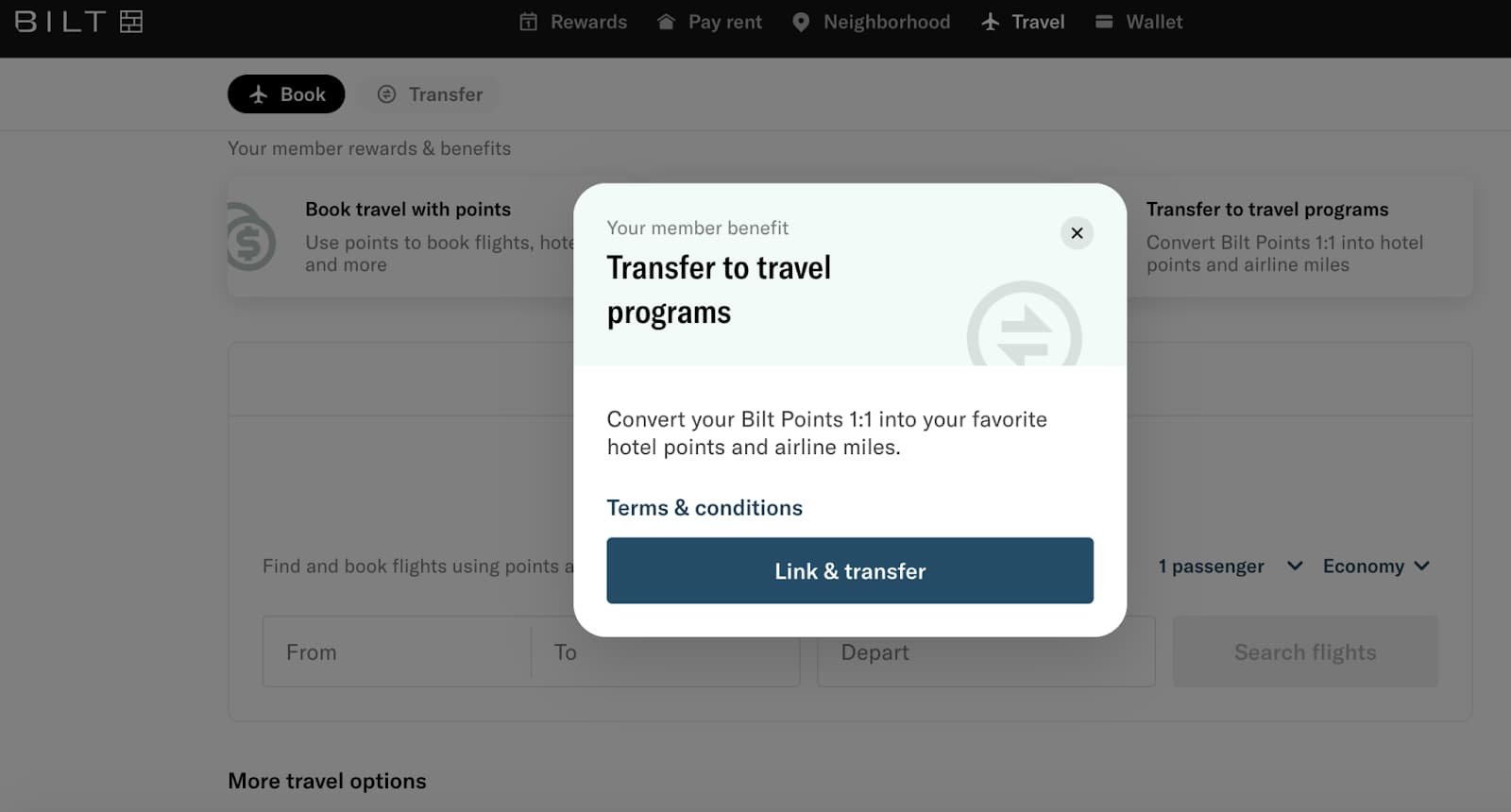 Switch to Transfer and tap Link & transfer